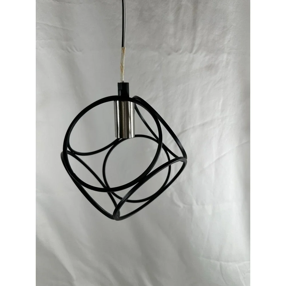 New Artcraft Sorrento Collection 1 Light Pendant, Mini Matte Black Satin Nickel - Picture 4 of 5